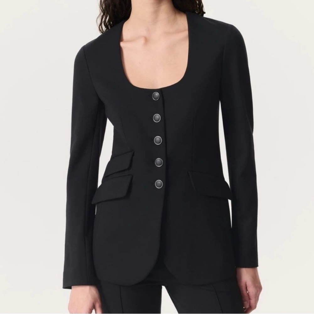 Rag & Bone Roslyn Blazer Black Structured Scoop Neck Tailored Jacket Size 12 NWT